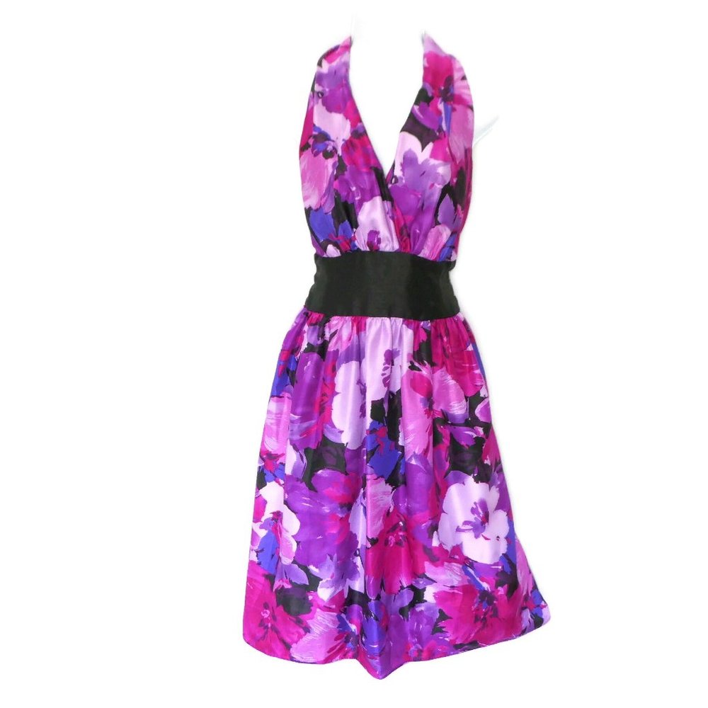 Evan Picone Dress Pink Floral Surplice Lined Sleeveless Full Skirt Lined 10